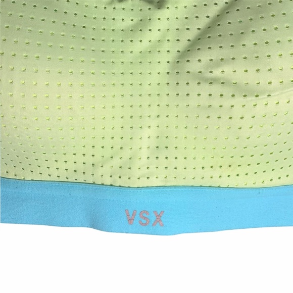 VSX Neon Green Sports Bra with Blue Band - Picture 4 of 7